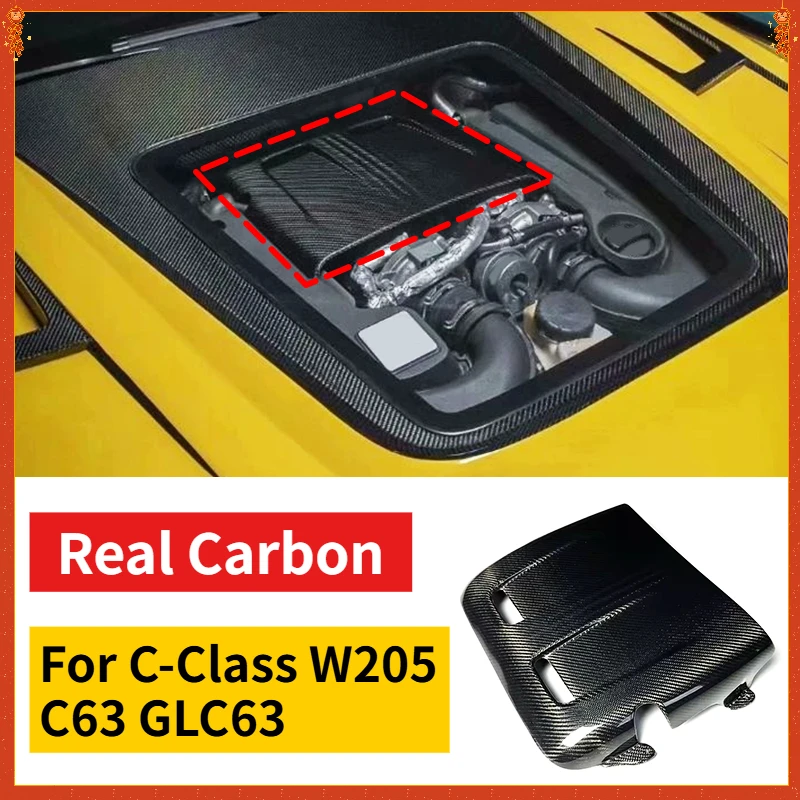 

For Mercedes-Benz C-Class W205 C63 GLC63 Real Carbon Fiber 2015-2022 Exterior Engine Cover Protector Modification Accessories
