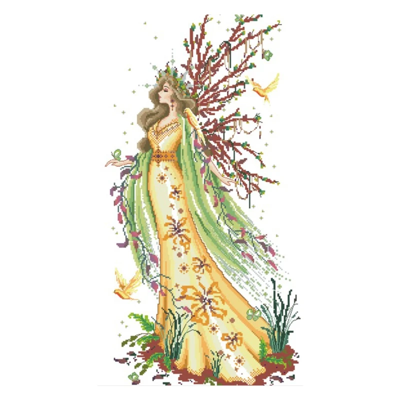 Cross Stitch Kit Earth Goddess Gaia Bead Edition 28ct 18ct 14ct 11ct can Customized Printed Cloth hand Embroidery Material Kit