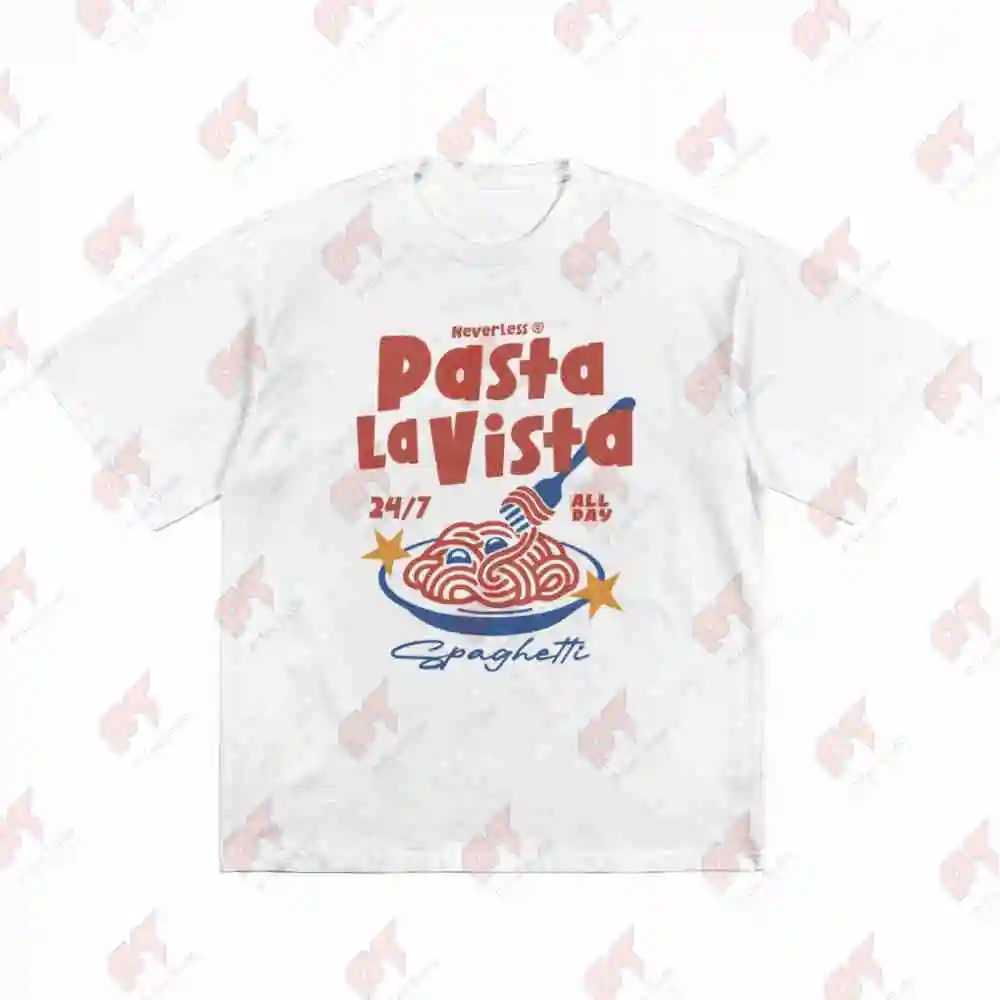 Pasta La Vista Spaghetti Noodle Short Sleeve Tee 100% Cotton T-Shirt