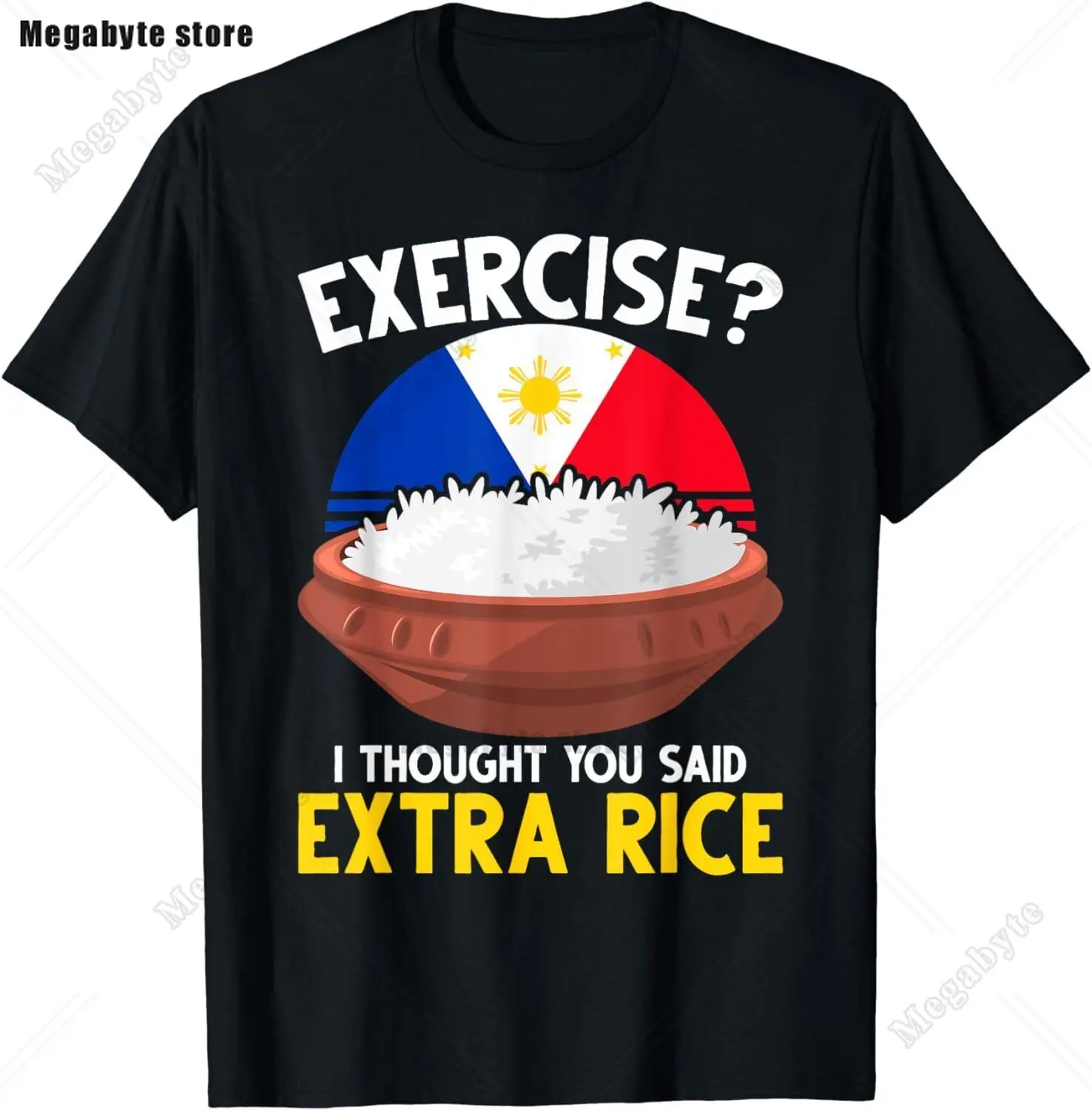 Filipino Pride Extra Rice Filipina Proud Philippines Tee Tops Round Neck Short-Sleeve Fashion Tshirt Clothing Casual T-shirts