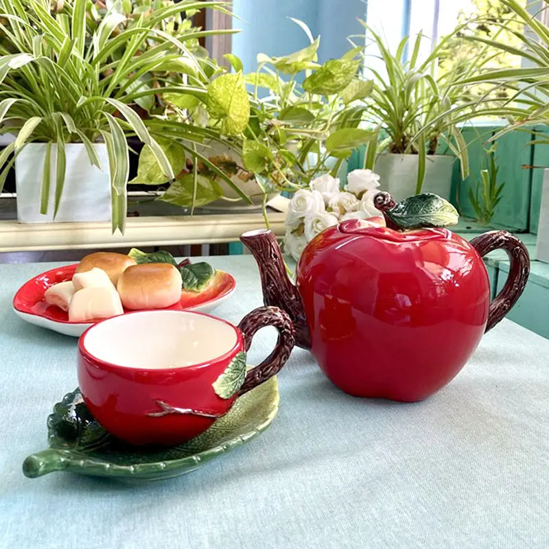 Ceramic Apple teapot teacup coffee pot coffee cup Home Decor Garden Ornament Crafts Room Wedding Decoration Gift