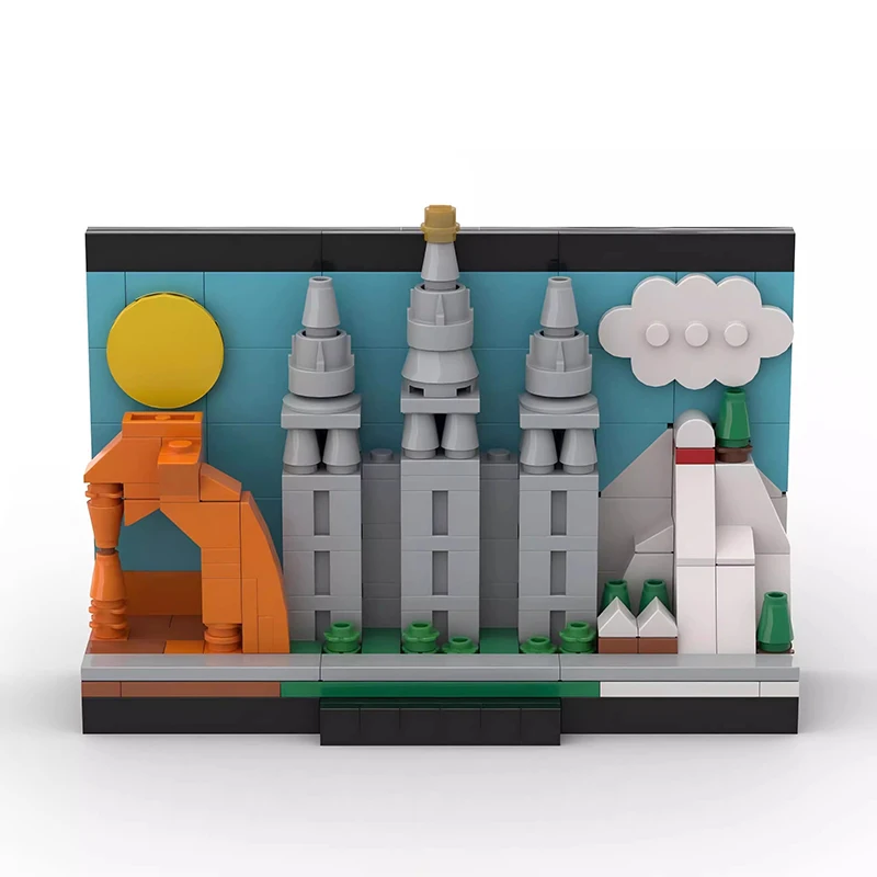 Bricklink Ideas رحلة طريق عبر الولايات المتحدة الأمريكية بطاقة بريدية فنية لمدينة الورد واشنطن أوريغون يوتا فلوريدا مجموعات ألعاب مكعبات البناء هدية