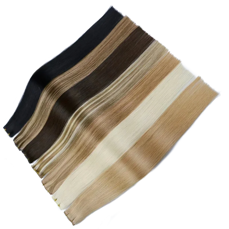 Jensfn Steil 100% Echt Menselijk Haar Inslag Bundels Extensions 50 G/stks 16 "-24" Remy Natuurlijk Haar Naaien In Weaves Bruine Blonde Kleur - afbeelding 2