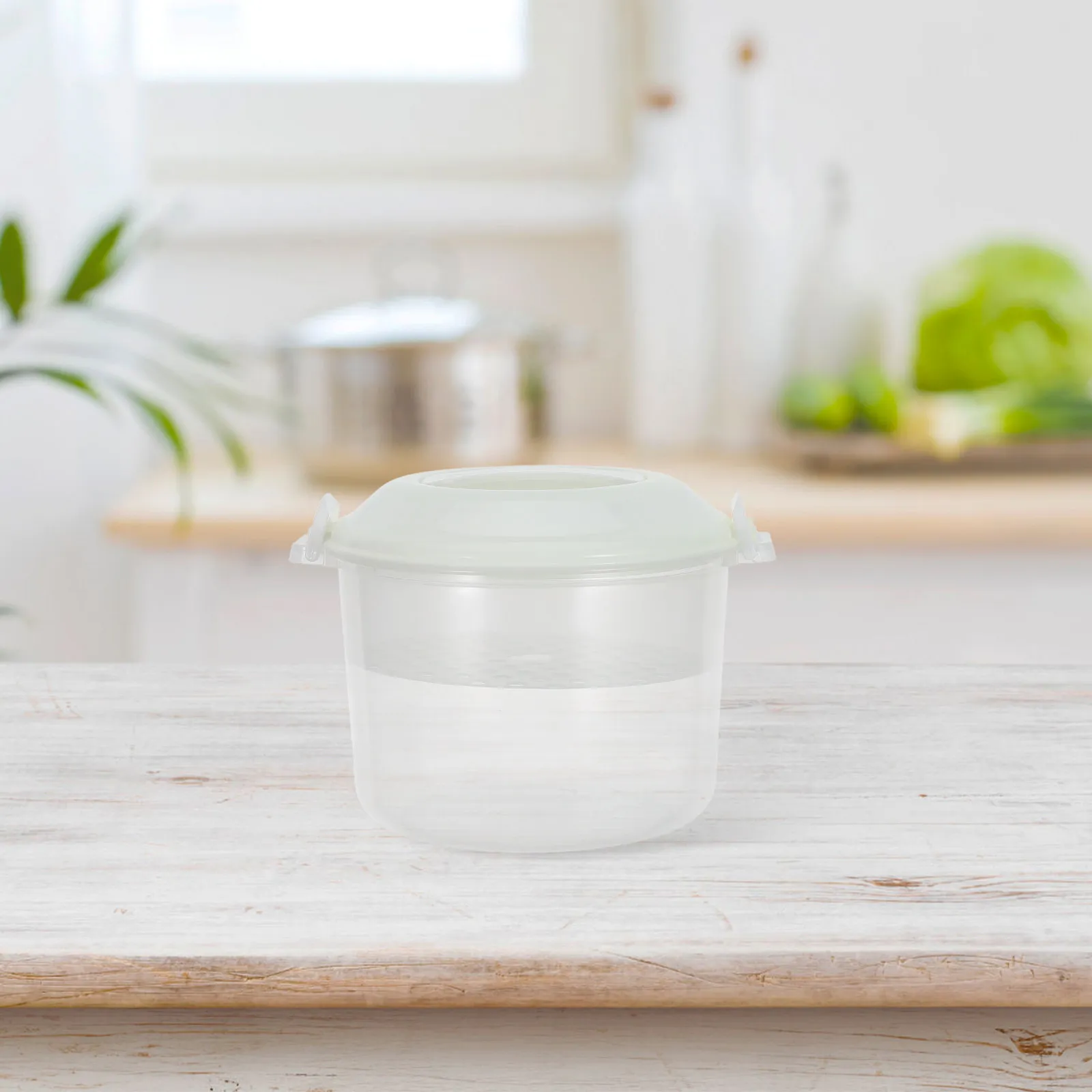 2.6L Microwave Rice Cooker Non Stick Quick Steamer Round Food Container Asian Style Portable Bowl for Lunch Cooking Rice Steamer