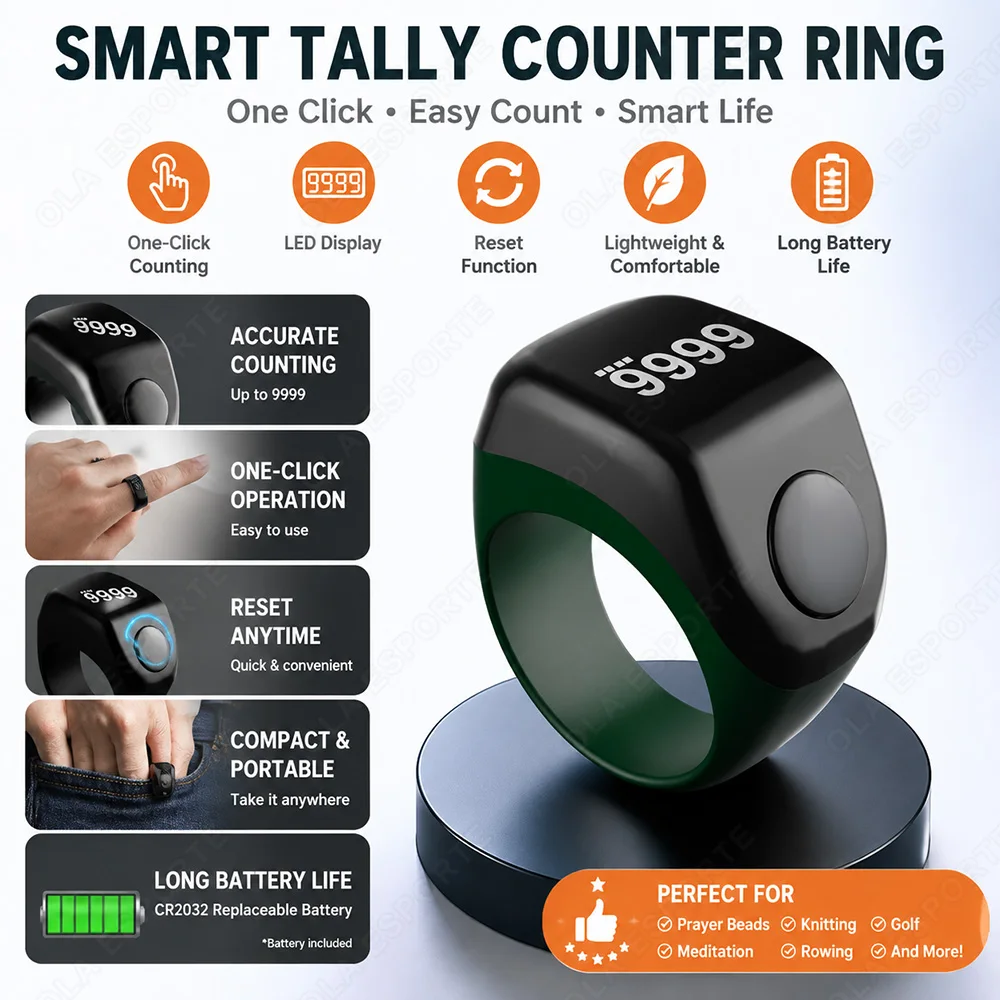 Smart APP Ring Counter LCD Digital BT Counting Muslims Zikr Ring Prayer Time Vibration Reminder Wearable Tally Counters R12