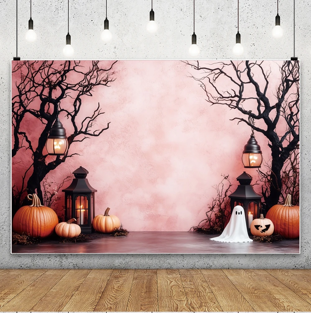 خلفيات زينة الهالوين للصور الوردية اليقطين لطيف شبح الاطفال صورة الأسرة حفلة التصوير الفوتوغرافي لوازم الاستوديو