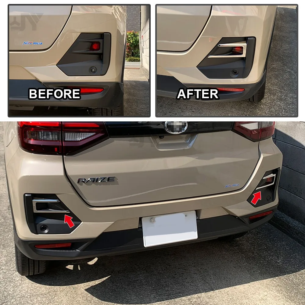 Car Exterior Trim For Toyota Raize A200A 210A 2019 Stainless Steel Chrome Rear Reflector Garnish Car Styling accessorie Stickers
