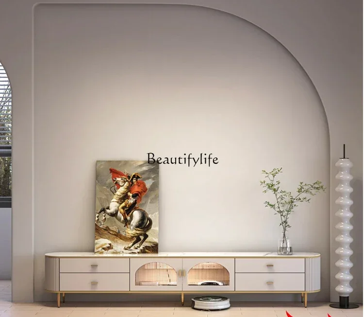 

FG-French light luxury rock slab retro TV cabinet storage locker integrated