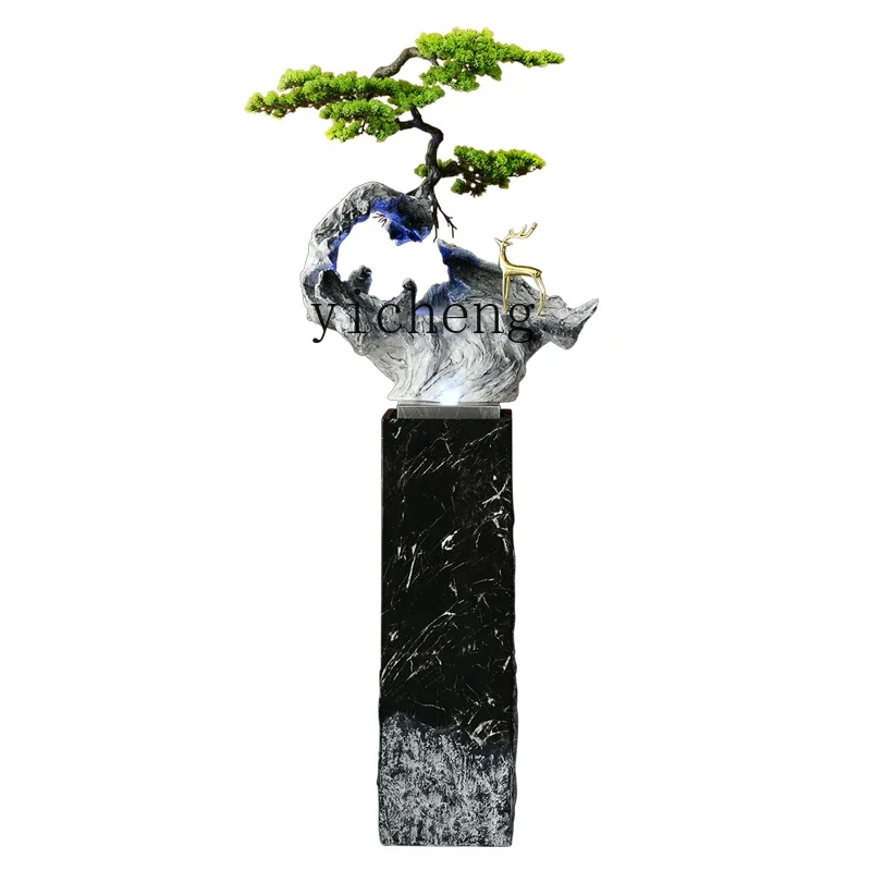 

TQH new Chinese welcome pine floor-to-ceiling running water fountain large simple modern light luxury living room office