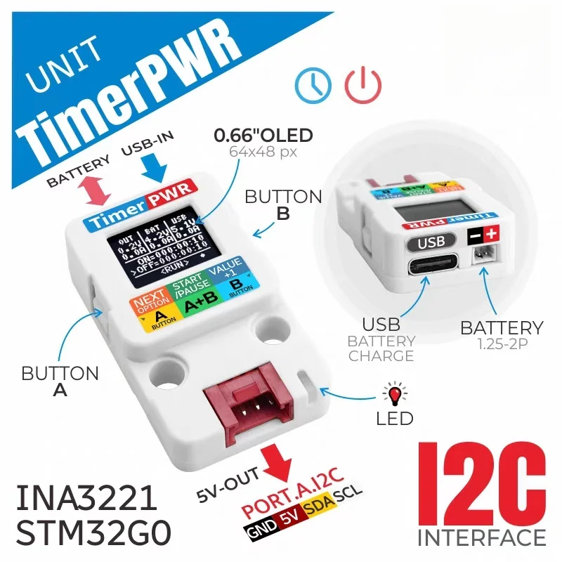 Official M5Stack TimerPWR Unit Low-Power Smart Power Supply Unit with Power Management and Timing Control