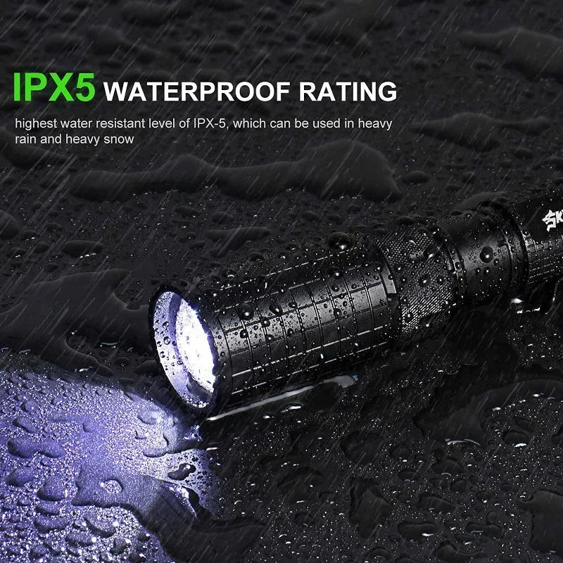 Skywolfeye Zoomable SUper Bright LED Flashlight 5 Working Mode Portable Bright Torch for Camping Hiking Home Emergency