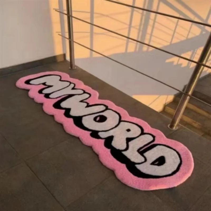English Letters Thickened Imitation Cashmere Carpet Weight 1000G/Square Meter Thickness 0.39inch Carpets Bedroom Room