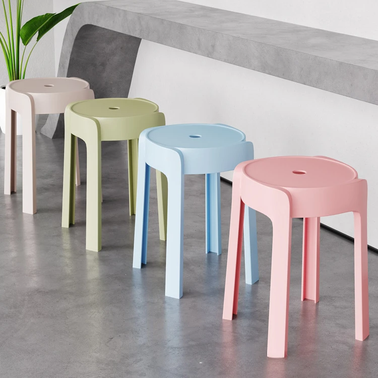 Stool Household Plastic Bench Nordic Chair Living Room Simple Modern Dining Table Round Stool Restaurant Dining Chair
