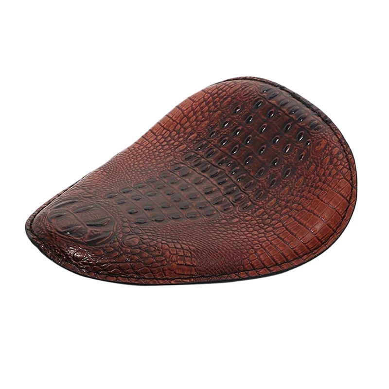 Brown Alligator Leather Motorcycle Solo Driver Seat for Chopper Custom