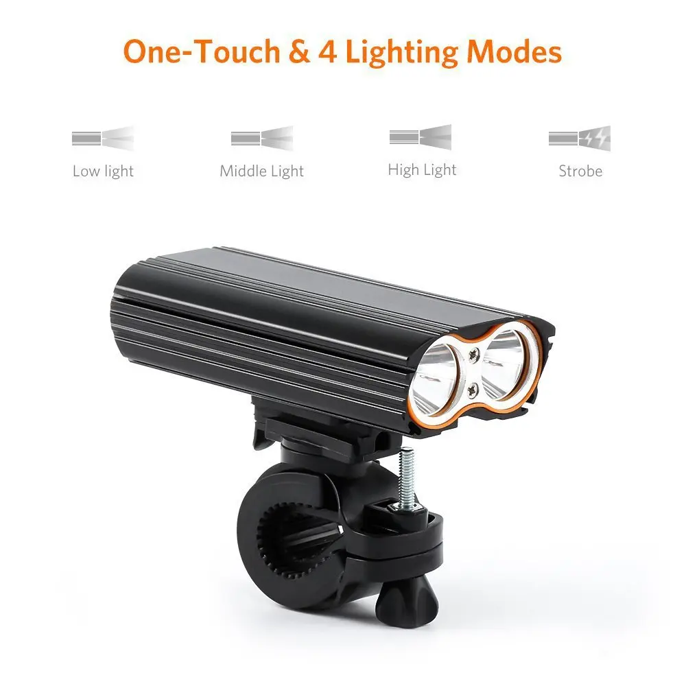 Dual T6 LED USB Rechargeable Bicycle Front Light Night Riding Illumination Lamp