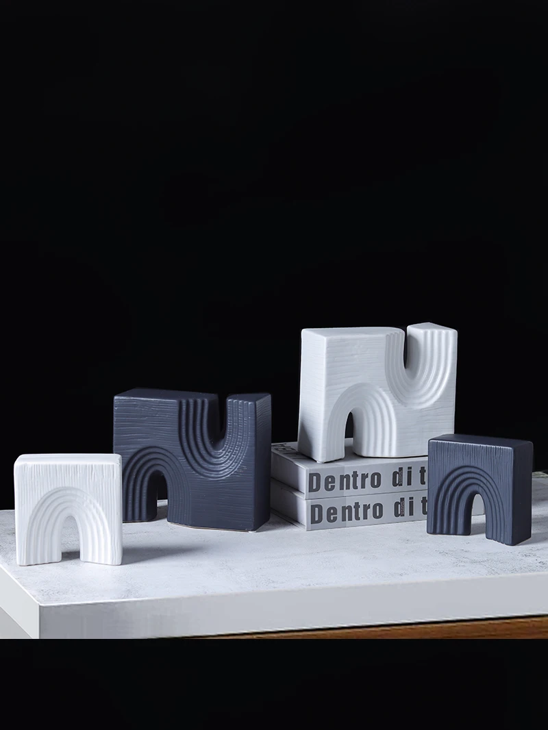 Creative Geometric Arch U-Shaped Ceramic Crafts Bookends Display Cabinet TV Cabinet Decorations Modern Simplicity Home Decor