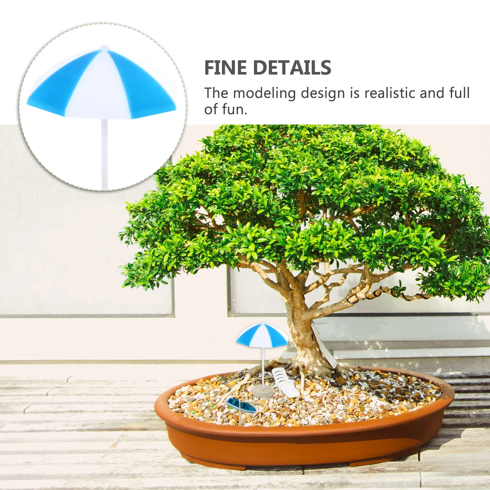 

7Pcs Exquisite Miniatures Ornaments Premium Material Beach Chair Boat Oars Sun Umbrellas Home Decor Resin Miniatures