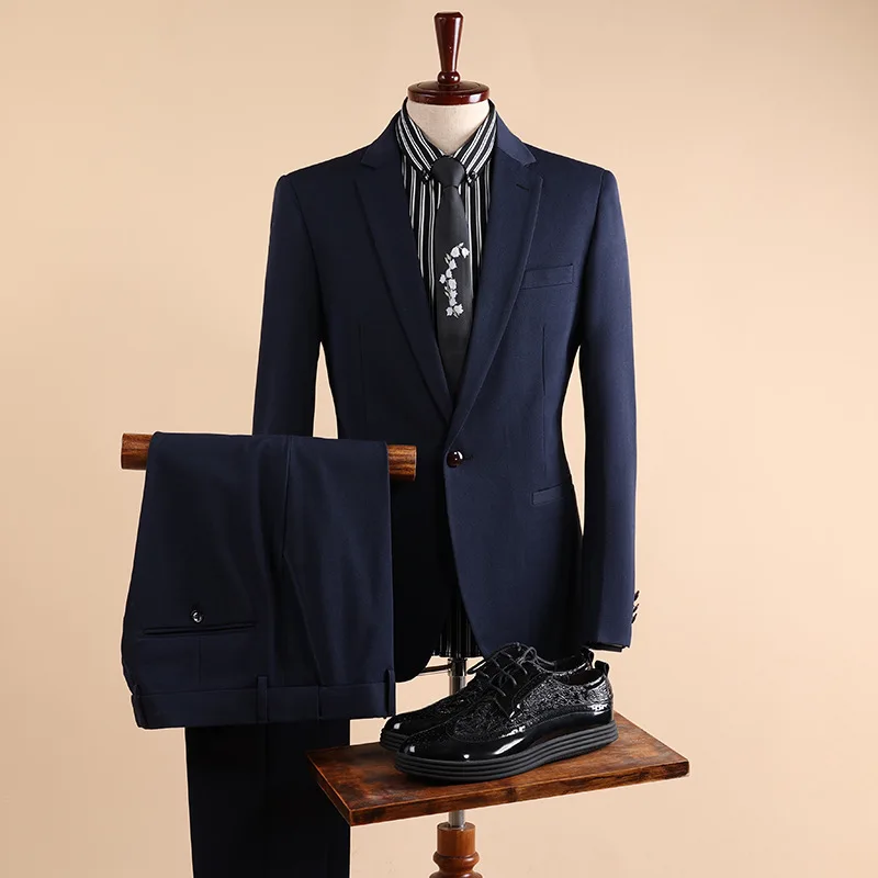 X051 traje de negocios ajustado para hombre, traje formal para novio, vestido de novia, traje de dos piezas, otoño