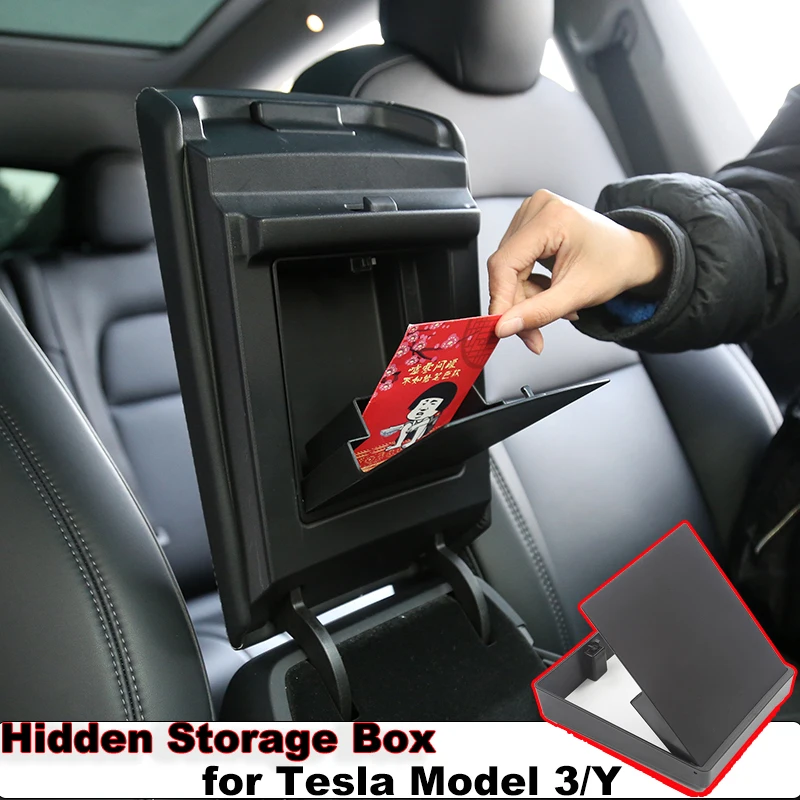 

Upgraded Car Parts for Tesla Model Y 3 Hidden Armrest Storage Box 2023 Modified Accessories Organizer Case Card Glasses Holder