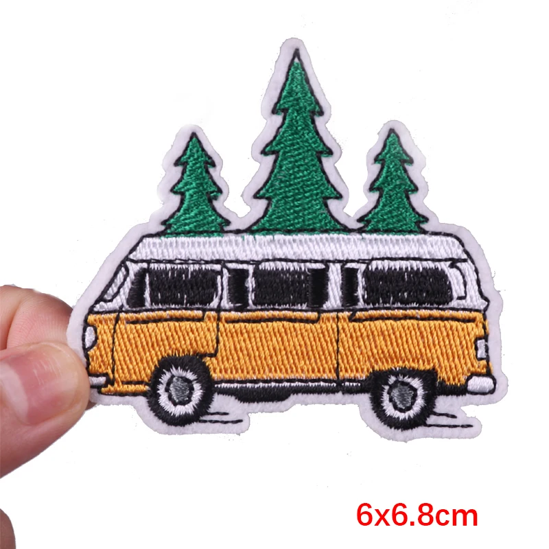 Naszywka z haftem UFO Mountain Camping Patch Iron On Patches For Clothing Thermoadhesive Patches On Clothes Mushroom Sew Sticker