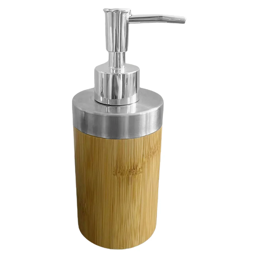 Depurador de botellas de lavado de bambú con bomba, dispensador de jabón de cocina, tipo prensa, decoración de ducha