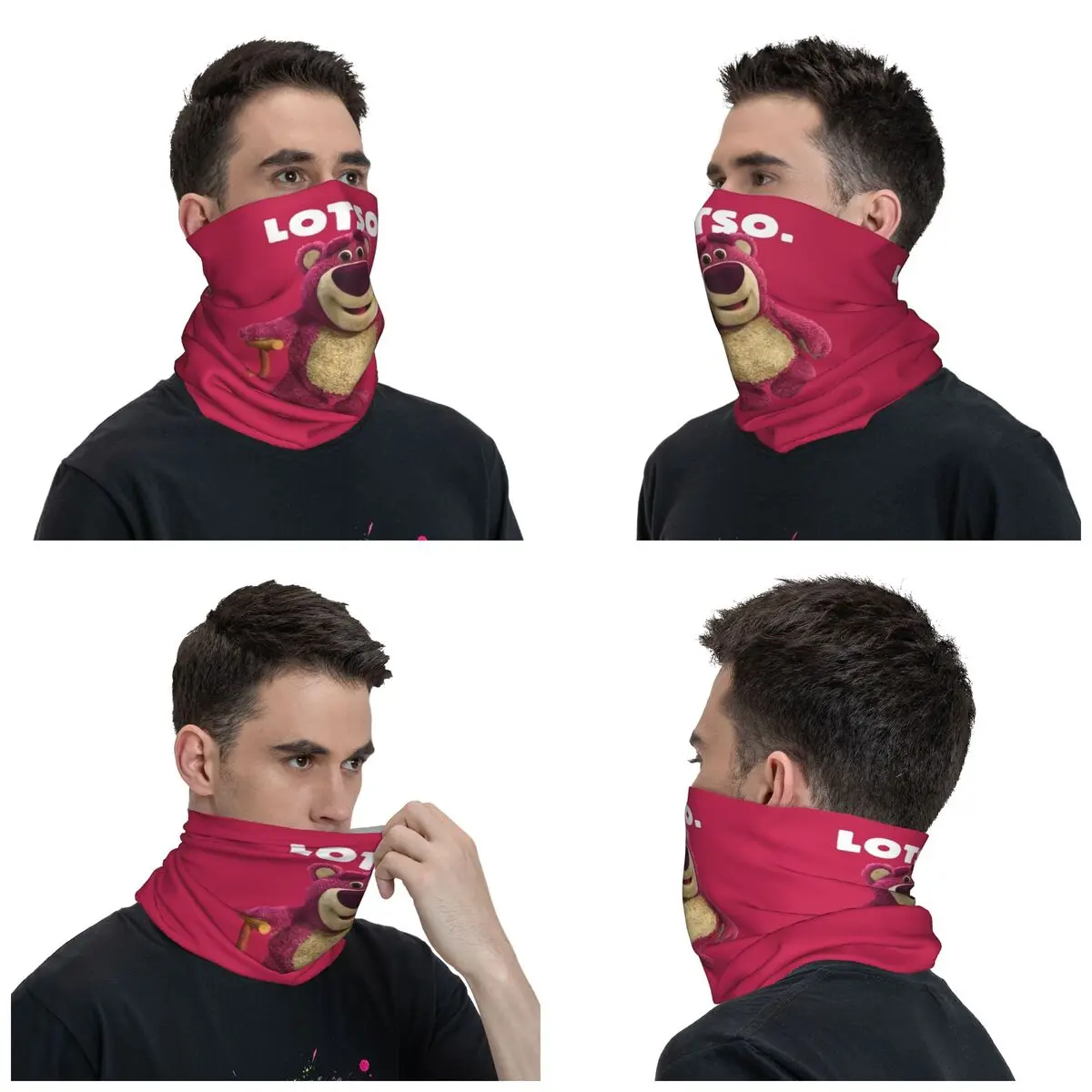 Custom Lotso Huggin-Strawberry Bear Bandana Neck Warmer Men Women Winter Ski Tube Scarf Gaiter Face Cover