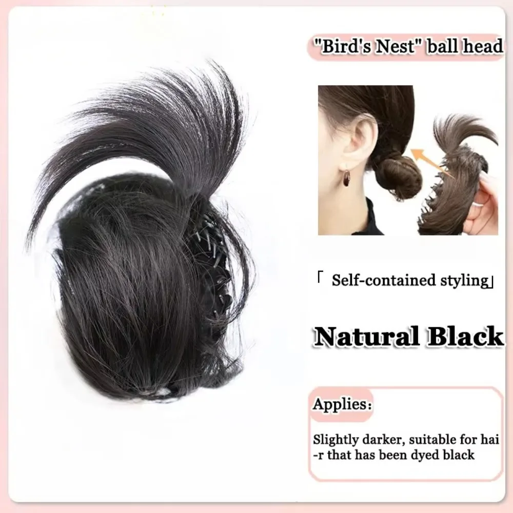 

Synthetic Ball Head Wig Artifact Natural Fluffy Hair Flower Bud Telescopic Clip Hairtail Extension Volume Wig Headband Girl