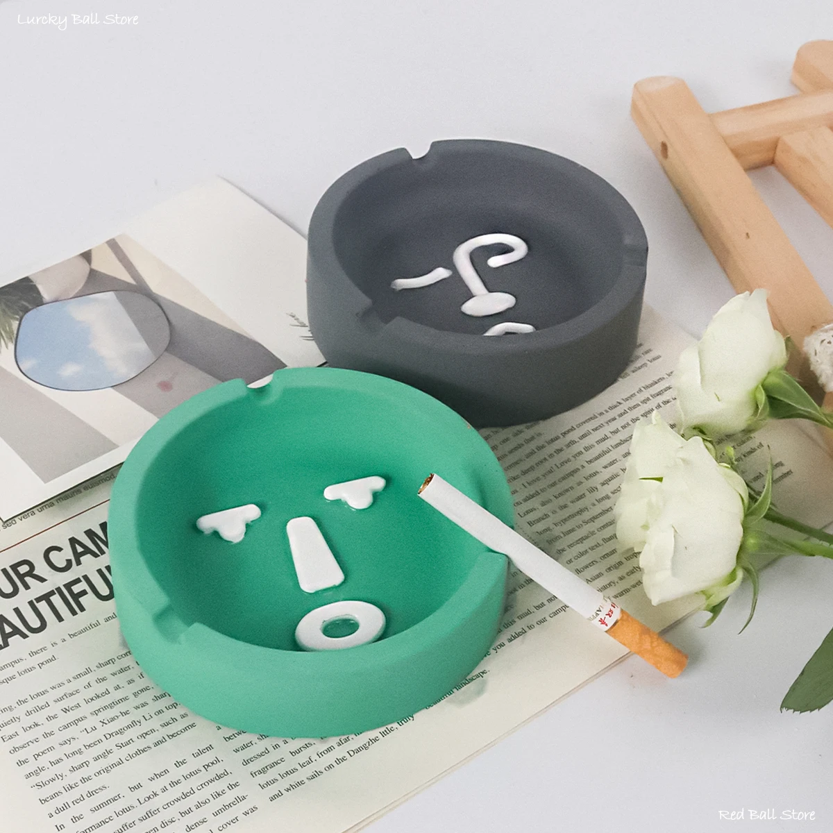 페이스 추상 재떨이 실리콘 몰드 에폭시 송진 시가, 콘크리트 크리스탈 캐스팅 석고 석고 거치대 보석 상자 보관 금형