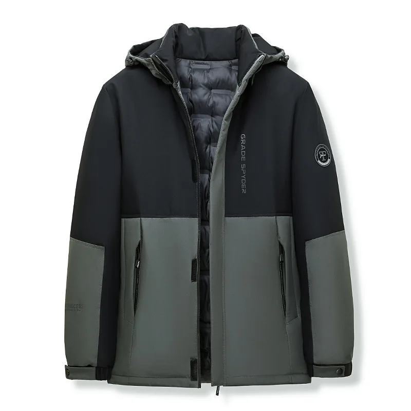 Men's Thickened Fleece Cotton-Padded Jacket for Winter Outdoor Sports Hooded Versatile Business Casual Workwear Warm