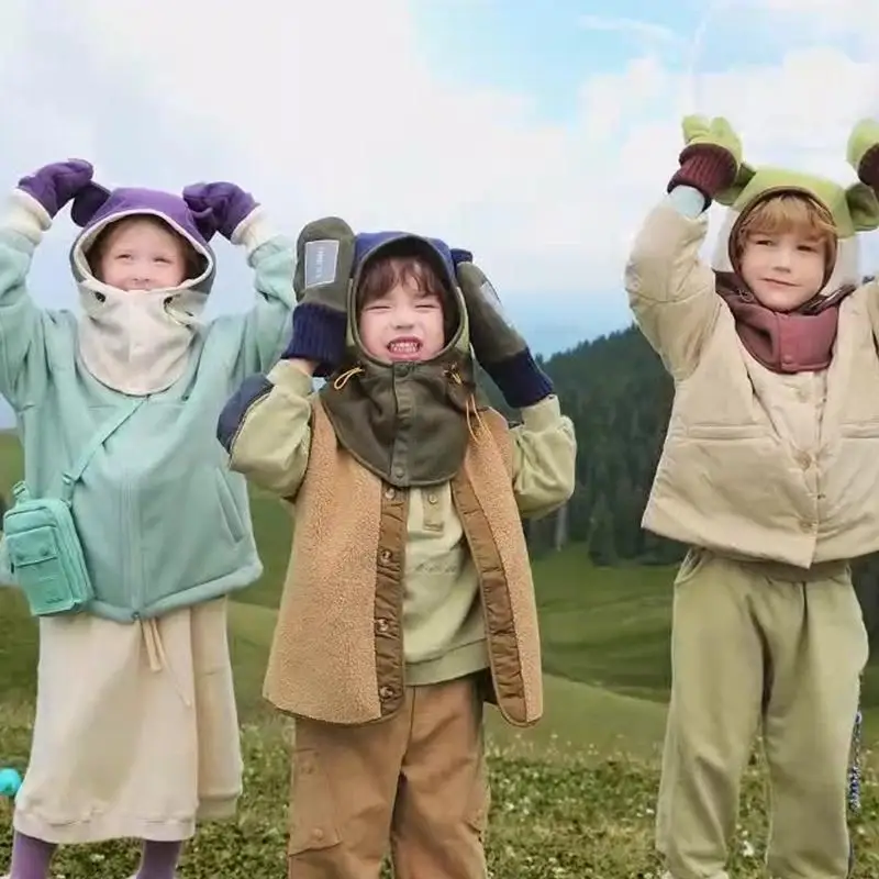 

Флисовая балаклава с полным лицом для младенцев и младенцев с толстым мягким капюшоном, допускающая машинную стирку, для детей 2