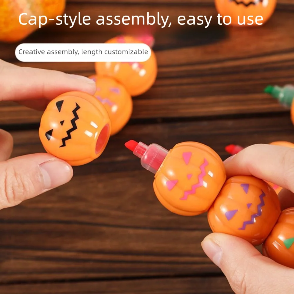 

5 Colors Pumpkin Highlighter Graffiti Markings Halloween Gift Fluorescent Pen Stationery Supplies Watercolor Highlighter
