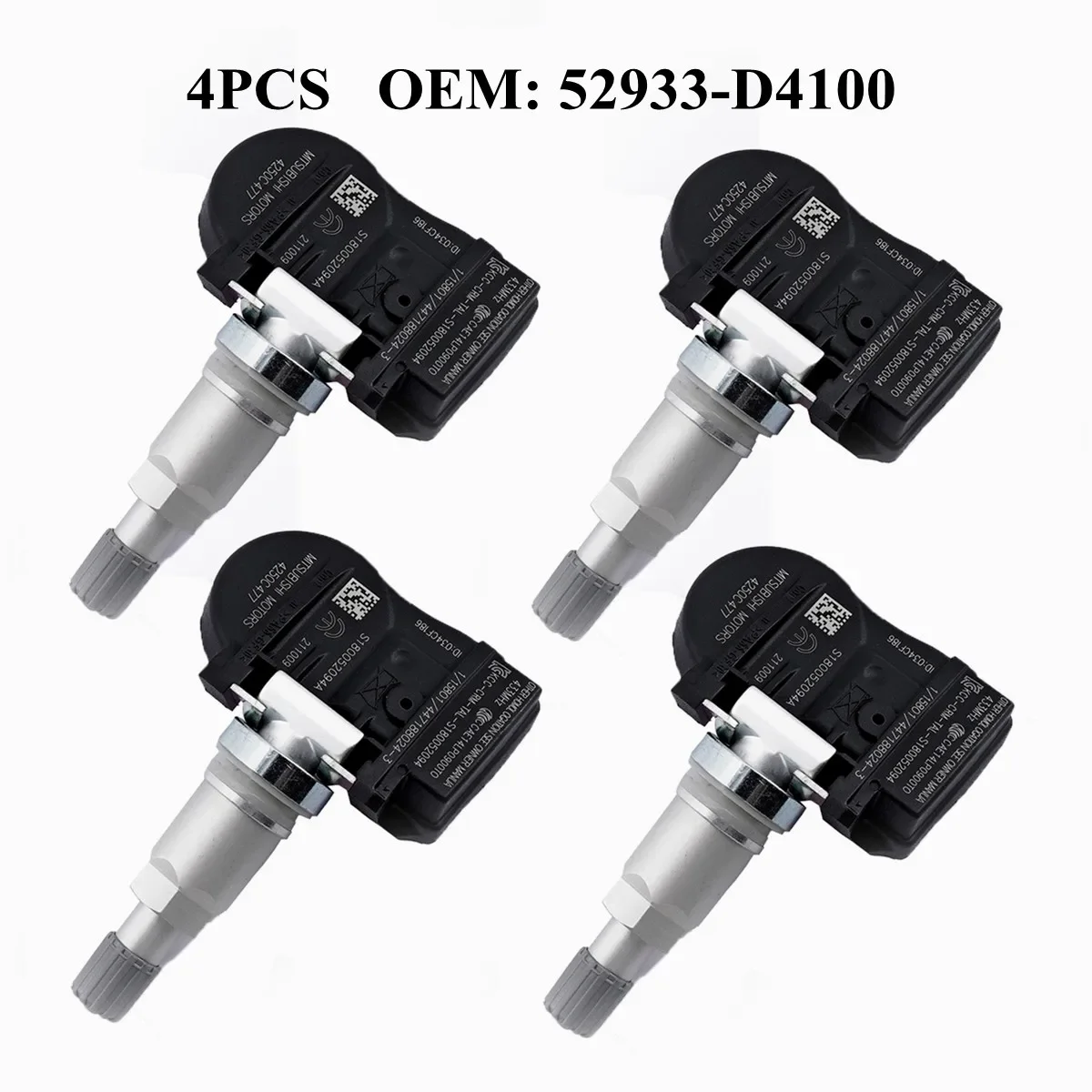 4Pcs 52933-D4100 TPMS Tire Pressure Sensor For Hyundai Elantra Genesis Ioniq Kauai Kona Kia Soul Niro Optima 433MHZ 52933-D9100