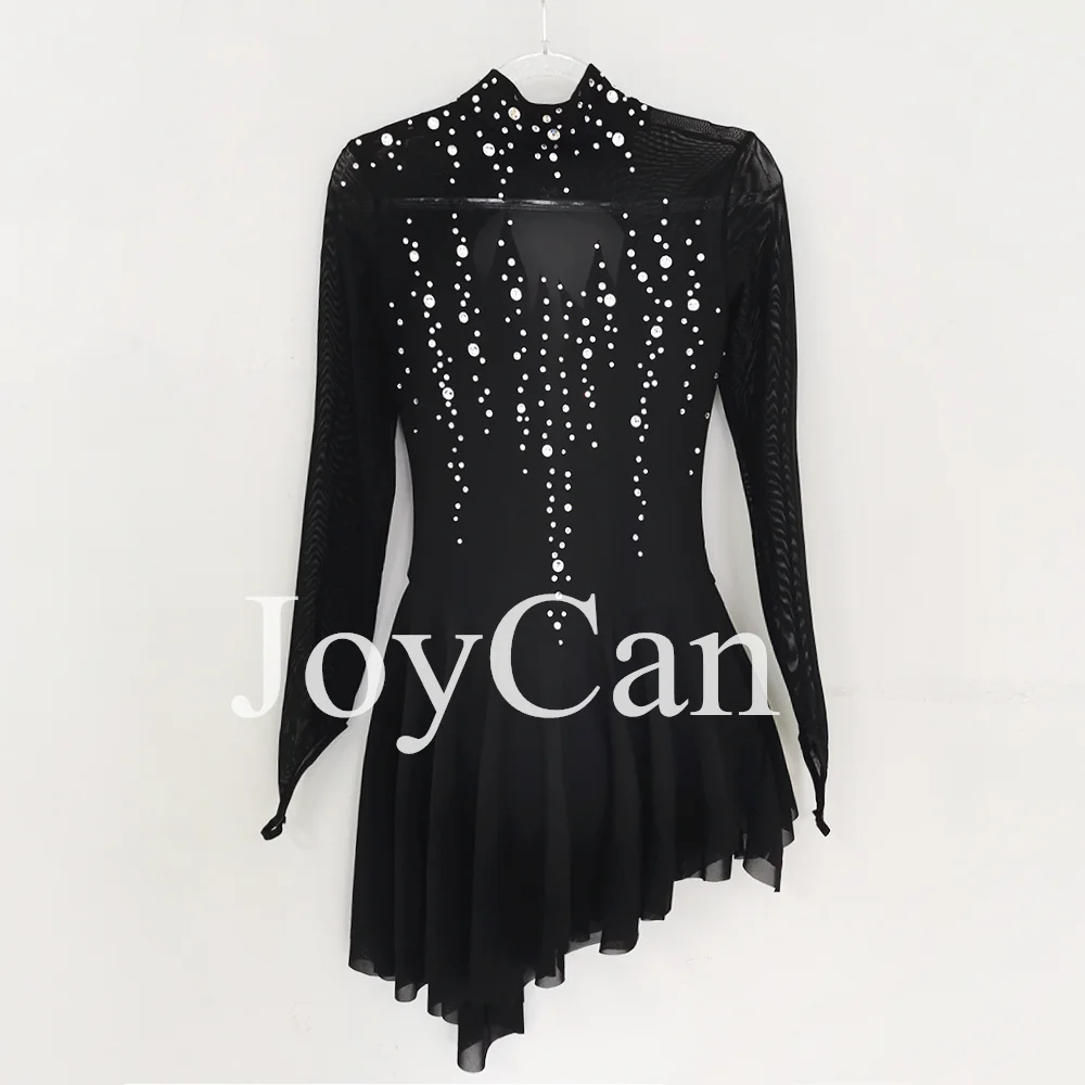 JoyCan-فستان التزلج على الجليد للفتيات ، دنة سوداء ، شبكة مطاطية ، ملابس الرقص المنافسة ، حسب الطلب