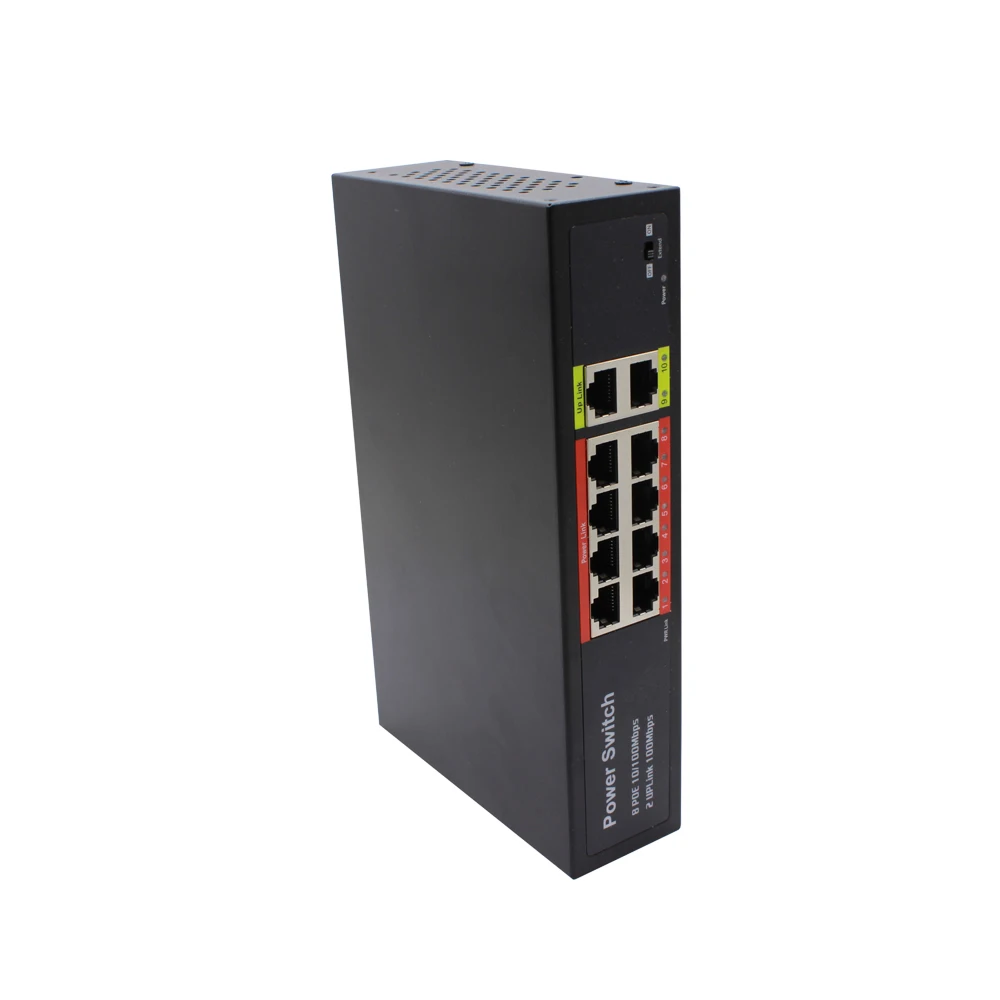 POE Ethernet Switch 10/100Mbps 8*10/100Base-T POE RJ45 to 2*100M UTP Port IEEE802.3af/at POE Switch for CCTV