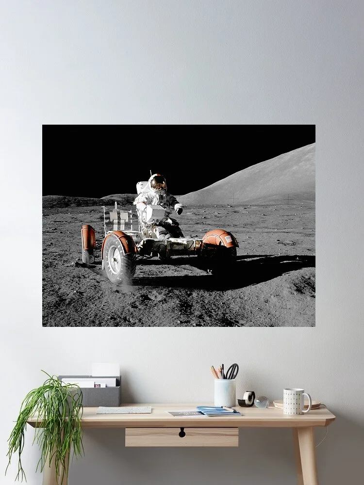 

Apollo 17 Moon Car Lunar Roving Vehicle LRV Space Photo, Art Print Canvas Poster, Living Room Decor, Home Wall Picture
