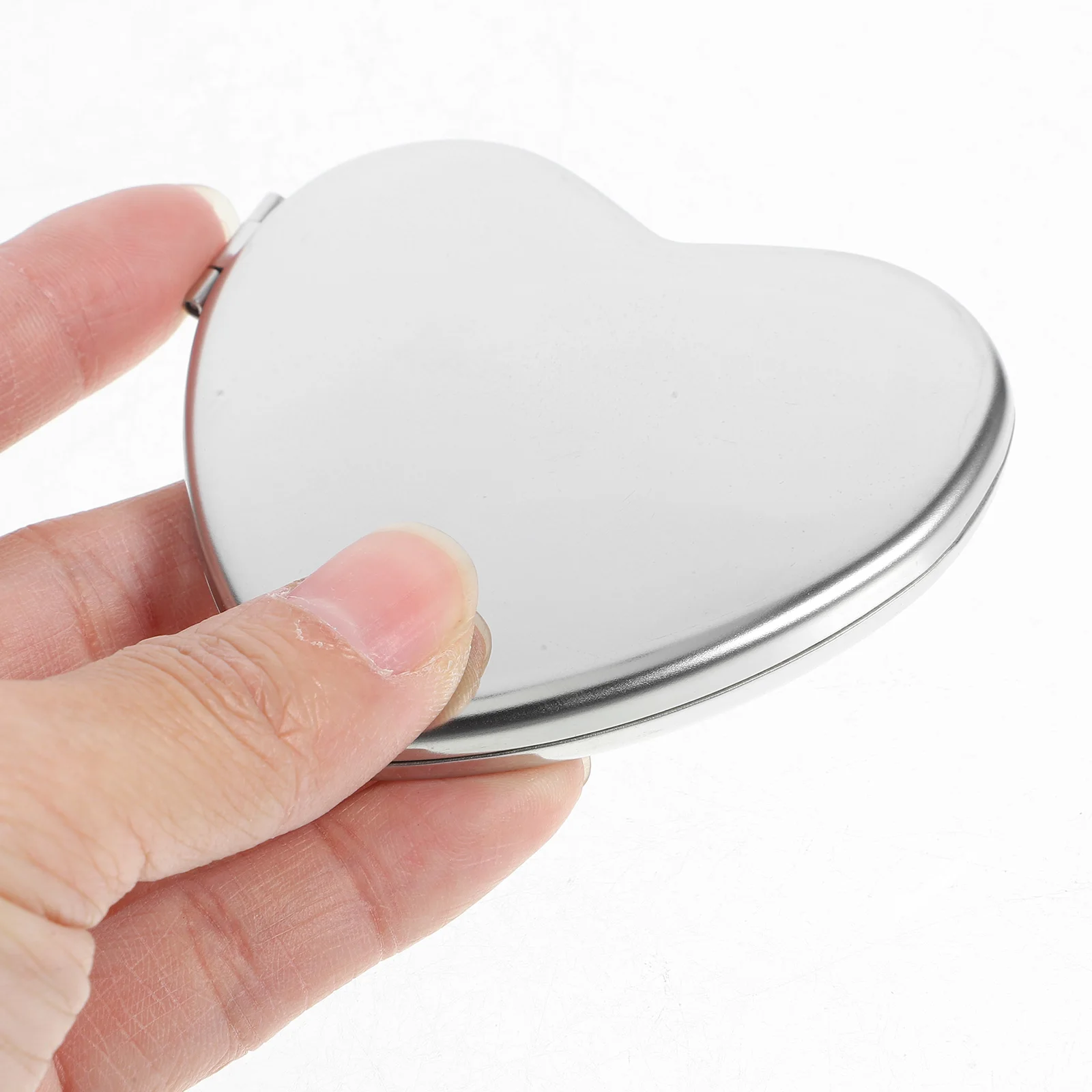 Specchio compatto pieghevole a forma di cuore Specchio per trucco trasparente a doppia faccia portatile per le donne Uso quotidiano Essenziale da viaggio