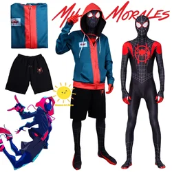 BEAST KINGDOM Spider Miles Morales Cosplay Halloween Jacket Bodysuit Mask Party Costume Suits Spider Miles Fantasy for Unisex