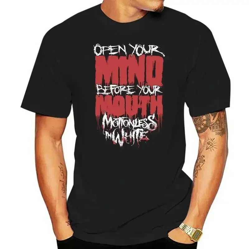 

T Shirt Men Summer Casual Motionless in White Men Open Your Mind Black Graphic T Shirts Mens Clothing