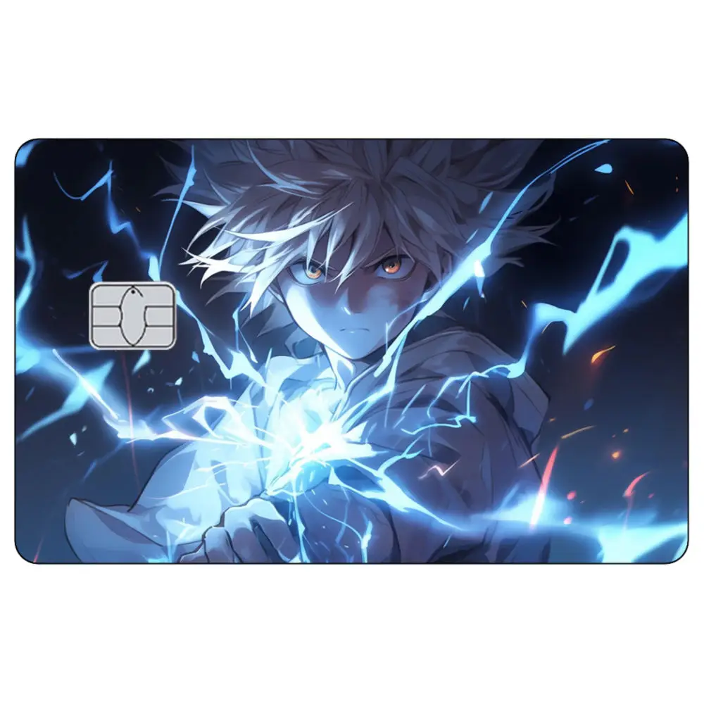 Anime HUNTER Cartoon Kreditkarte Haut Aufkleber Killua Lizenz Karte Abdeckung Aufkleber Kleine Chip Vorderseite Sammeln Dekoration