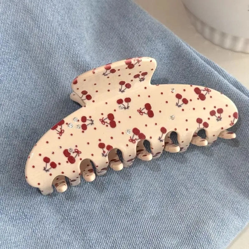 

Заколка для волос с цветочным принтом вишни в стиле ретро, небольшой аромат, набор с милыми бриллиантами, корейские аксессуары для волос, женская модная карточка для волос