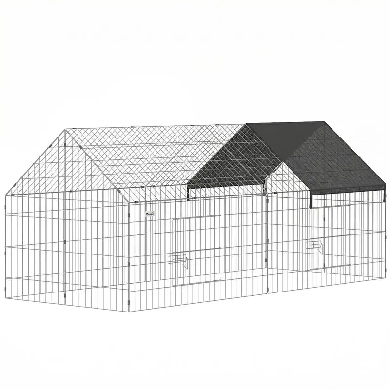 

Rabbit Run with Protective Cover for Small Animals, Chickens, Guinea Pigs, Tortoises, 180 x 75 x 75 cm - Black