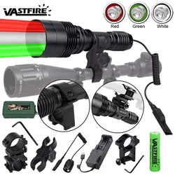 400 Yards C11 Professional Green+Red+Whtie LED Hunting Flashlight Tactical 1-Mode 48MM Lens Torch USB Rechargeable Camp Lantern