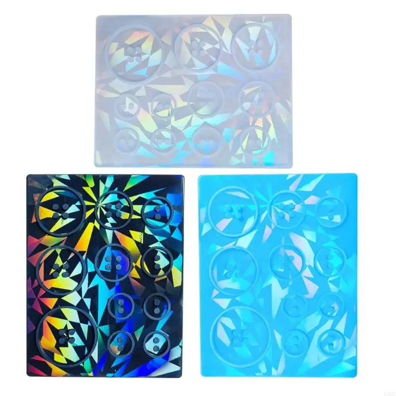 

R3MC Buttons Resin Molds Resin Button Mold Sparkling Effect