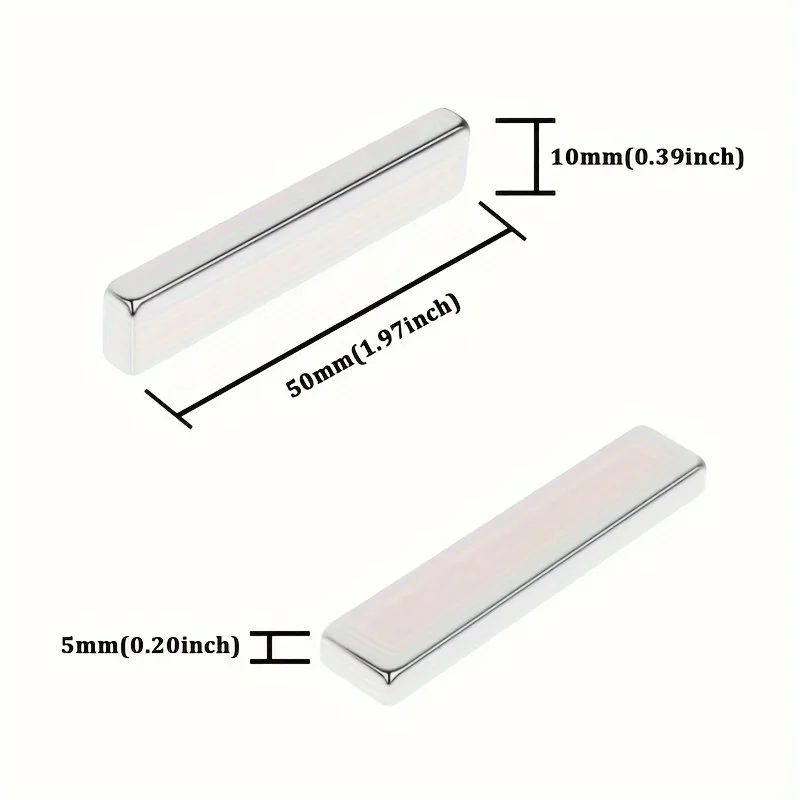 10pcs 50x10x5mm Rectangular Magnet, Mini Magnet, Suitable for Science, Tool Storage, Laboratories, Lockers, Architecture, Decora