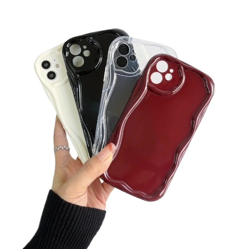 

Good Clear Oval Curly Wave Bumper Phone Case For iPhone 16 15 14 13 12 11 Pro Max Fundas Soft Silicone Cover
