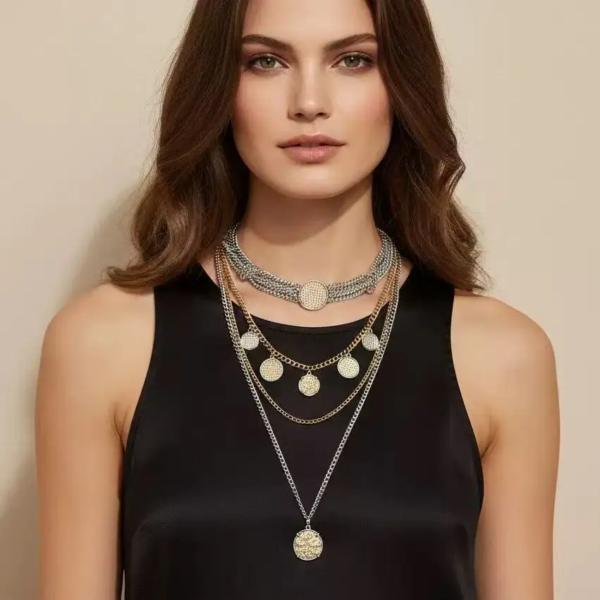 

Zvoijio Exaggerated Multi-layered Chain Punk Hip-hop Necklace