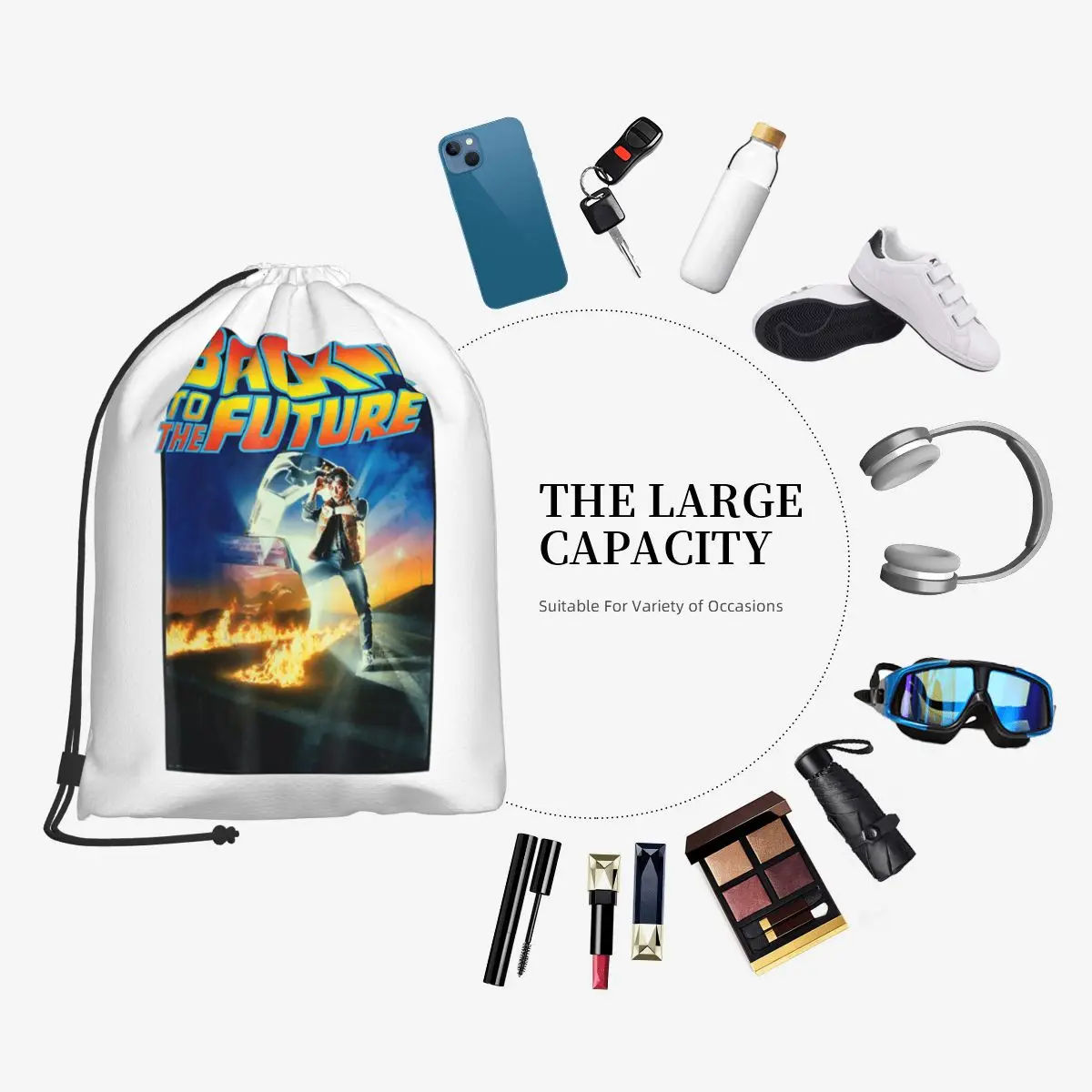 Back To The Future Backpacks Portable Drawstring Bags Shoes Bag Book Bags for Travel Students view 5