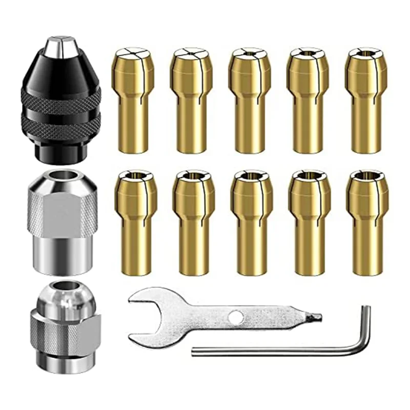 

Drill Chuck Collet Set, 28 Pcs Chuck Collet Kit(1/32 - 1/8Inch)Replacement 4486 Drill Keyless Bit 4485 Brass Collet Set