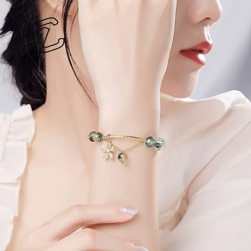 Natural Real Green Ghost Cherry Blossom Crystal Bracelets Amulet Jewelry Talismans Vintage Accessories Carved Gemstone Gifts view 4
