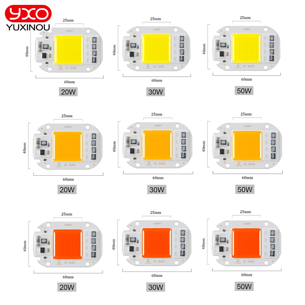 LED تنمو COB رقاقة فيتو مصباح الطيف الكامل AC220V 110 فولت 20 واط 30 واط 50 واط لنمو شتلات النباتات الداخلية وتنمو زهرة الإضاءة